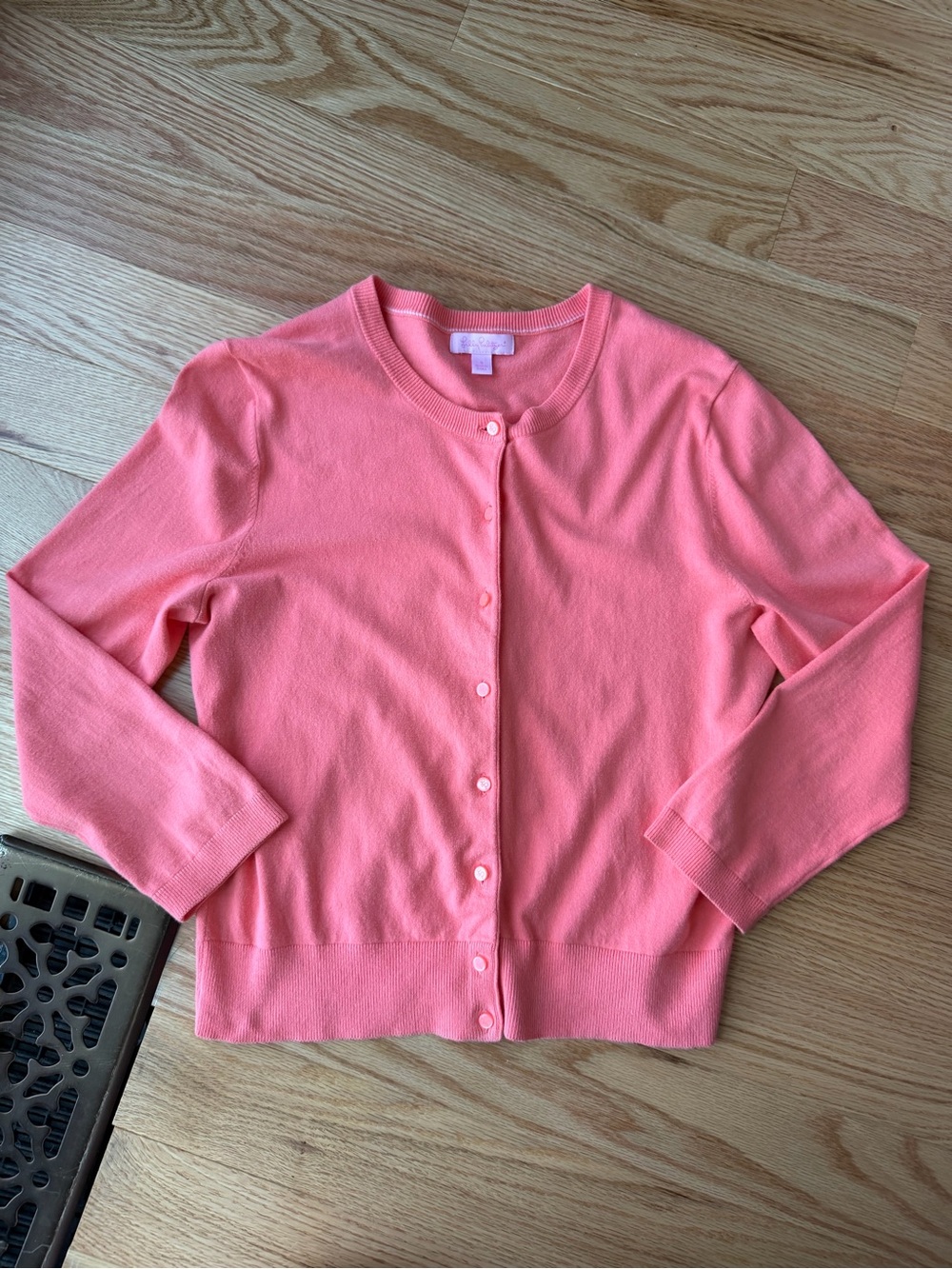 Lilly Pulitzer Coral Pink Button Front Cardigan Sweater Size Small